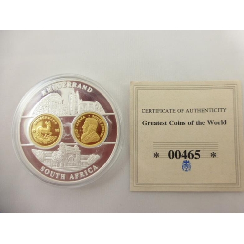 117 - Bullion Coins of the world collection. South Africa . The Krugerrand with certificate of authenticit... 