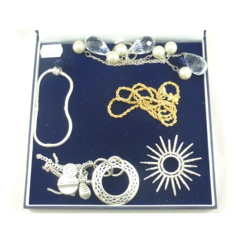 123 - Presentation Box with Selection of Jewellery Including Gold, Pandora Style, Diamante and More