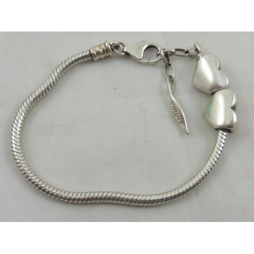 127 - Amori & Baci Silver 925 Bracelet with Heart Charm