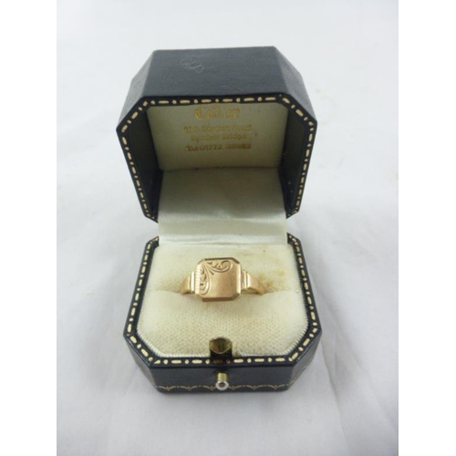 130 - Hallmarked Gold 375 Gents Ring (3.2 Grams) in Presentation Box