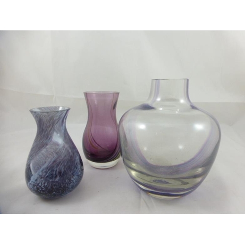 146 - Three vintage glass vases, caithness probably.