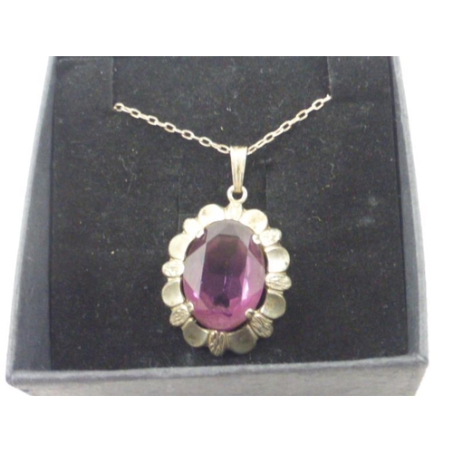 168 - Sterling silver Necklace and Purple gemstone pendant