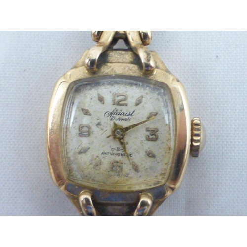 171 - Accurist 21 jewels anti magnetic Gold watch 375 (working)