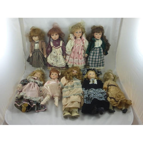 403 - Collection of Nine dolls to include Porcelain