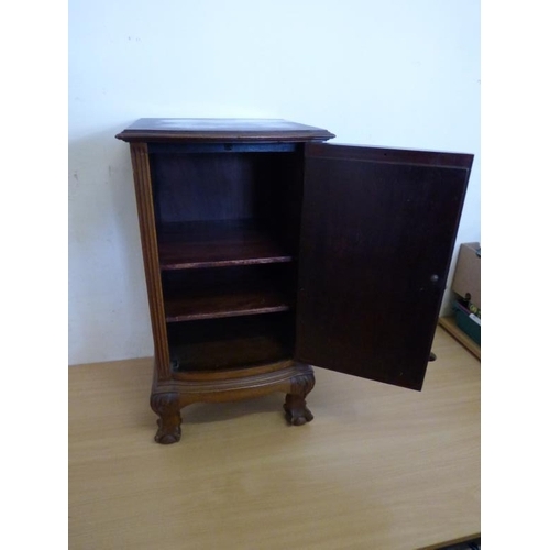 474 - Edwardian Mahogany Ball and Claw Footed Single Door Inlaid Cabinet (76cm High x 42cm Wide)