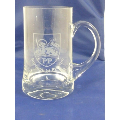 509 - Preston Guild Glass Engraved Tankard complete with Presentation Box