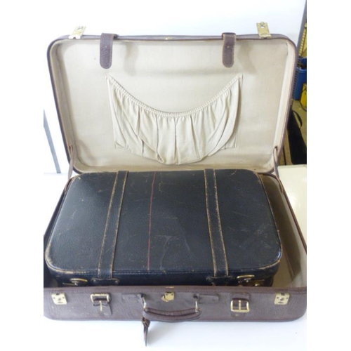 629 - Two Vintage Leather Suitcases (49cm x 77cm)