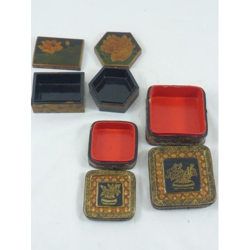 152 - Three Vintage Laquered Paper Mache Trinket Boxes