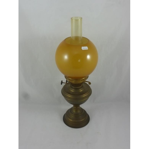 162 - Vintage oil lamp complete with vintage glass shade and Chimney shade