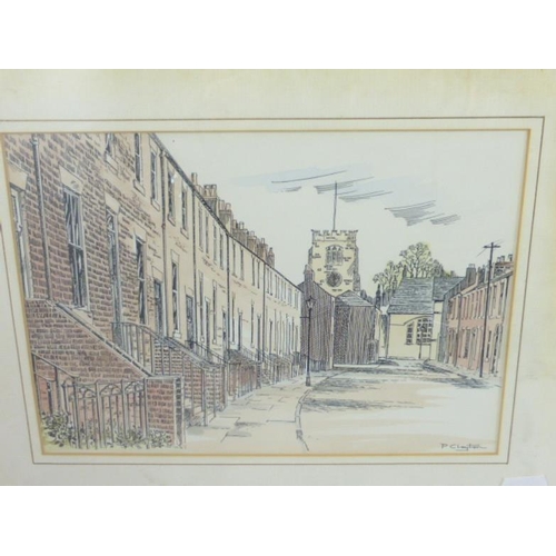 165 - Pair Framed and Glazed Prints Depicting, Leyland Cross in 1860 and Weavers Cottages Fox Lame Leyland