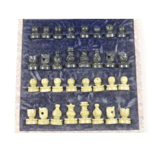 192 - Vintage Marble Cased Chess Set with Built in Board