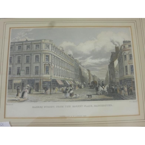 213 - Three framed and glazed hand coloured engravings of Manchester and Salford published in 1829 & 1832