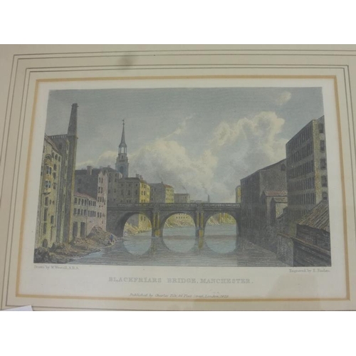 213 - Three framed and glazed hand coloured engravings of Manchester and Salford published in 1829 & 1832