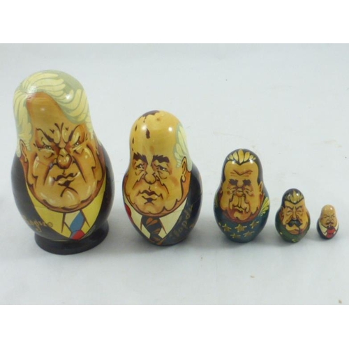 224 - Paper mache Russian Doll Depicting USSR Leaders (15cm Tall)