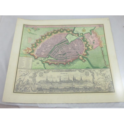 228 - Pair of Vintage Coloured Lithograph's Depicting Hamburg and Nurnberg