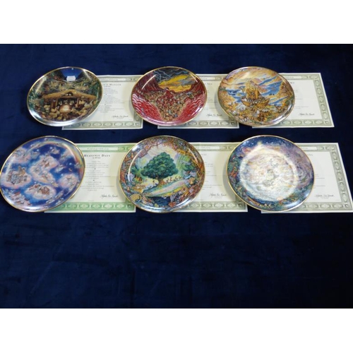 319 - Six Bill Bell Decorated Collectors Plates with 22 carat Gold Decoration and Certificates of Authenti... 