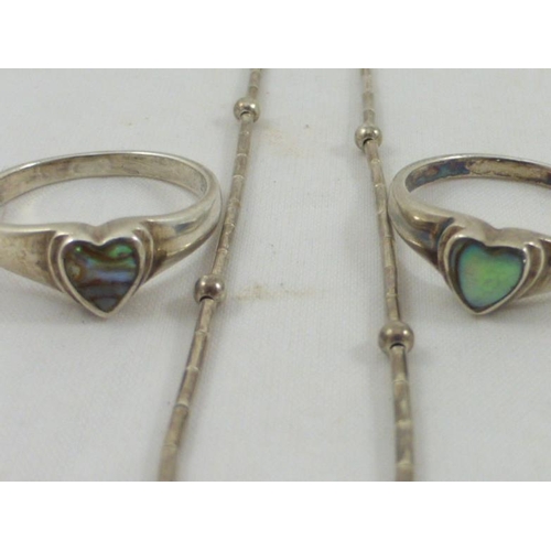 119 - Silver necklace and two silver rings