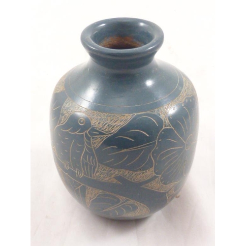 94 - San Juan de Oriente Nicaragua Hand Painted Art Pottery Vase (Unique Item NEW) Signed By Artist (11cm... 