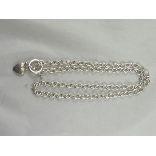 103 - Silver 925 T Bar and Heart Necklace