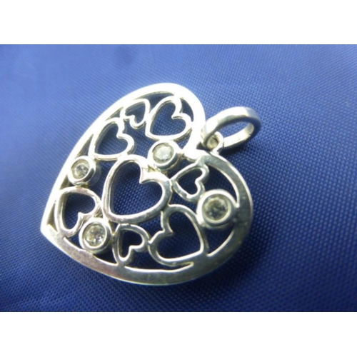 34 - Silver 925 Heart Shaped Pendant with CZ Decoration