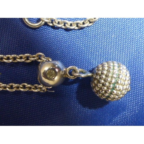 64 - Silver 925 ball pendant on chain marked 925