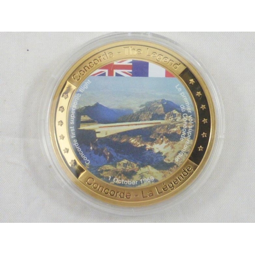 65 - Gold Plated Concorde Queen of Aviation, First Supersonic Flight Commemorative Coin with Certificate ... 