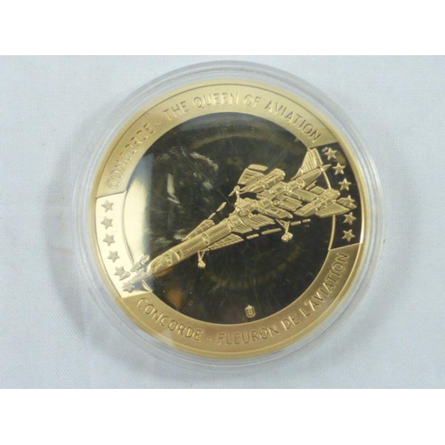 65 - Gold Plated Concorde Queen of Aviation, First Supersonic Flight Commemorative Coin with Certificate ... 