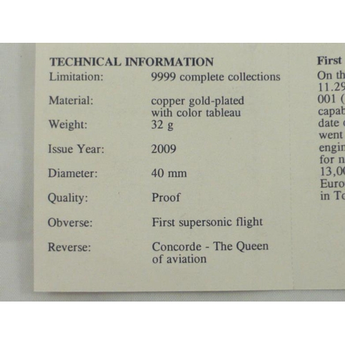 65 - Gold Plated Concorde Queen of Aviation, First Supersonic Flight Commemorative Coin with Certificate ... 