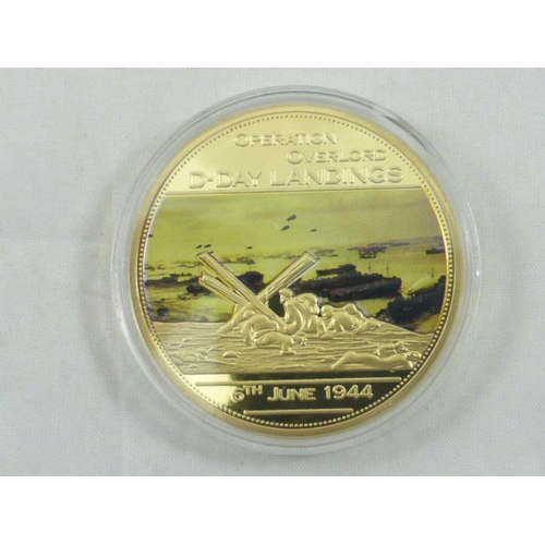 67 - Gold Plated Operation Overlord D-Day Proof Commemorative Coin Complete with Certificate