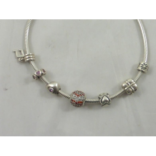 68 - Pandora Silver 925 ALE Necklace complete with Seven Charms