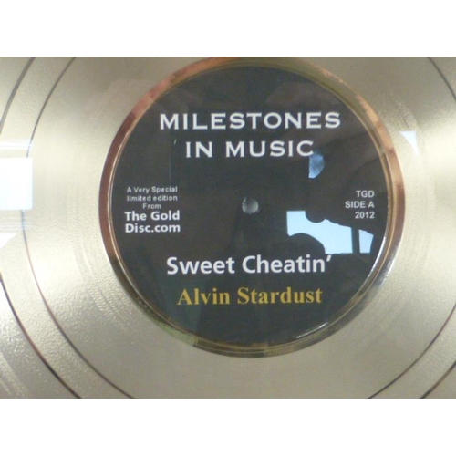 282 - Framed Gold Disc of Sweet Cheatin by Alvin Stardust