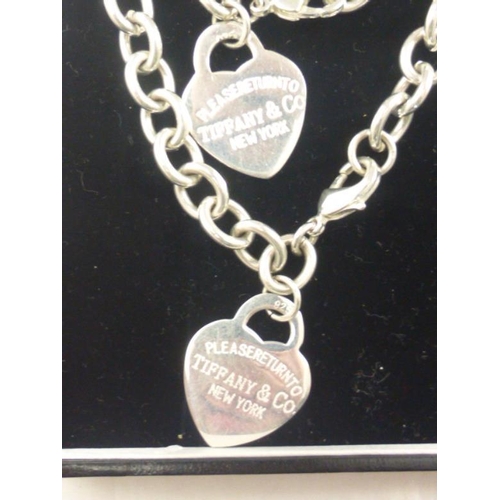 15 - Silver 925 Necklace and Bracelet set marked Tiffany and Co complete with Presentation Box
