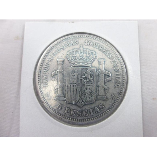 23 - Amadeo I Spanish Silver 5 Pesetas 1871 Coin
