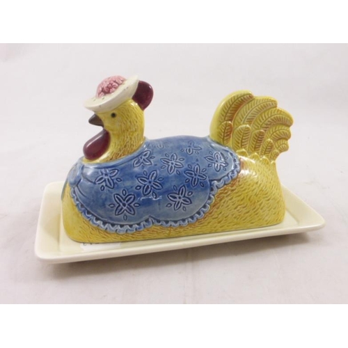 44 - Otagini (Japan) Hand Painted Novelty Easter Bonnet Butter Dish