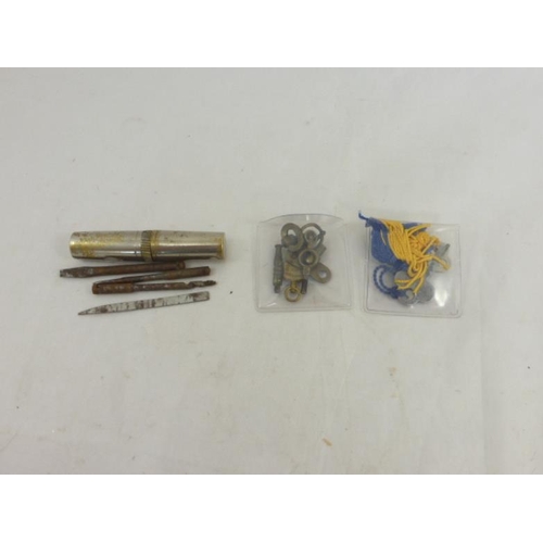 59 - Collection of eight pocket watch keys and vintage multi purpose hand tool