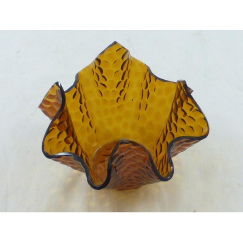 127 - Amber glass Handkerchief vase
