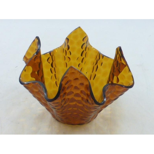 127 - Amber glass Handkerchief vase