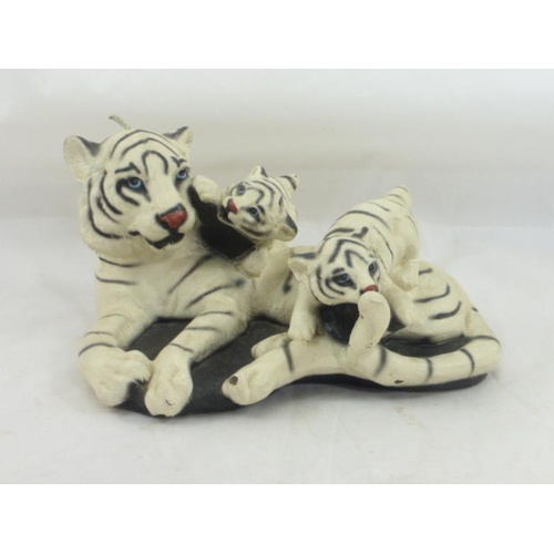 131 - Resin Snow Tiger Candle Depicting Tiger and Cubs