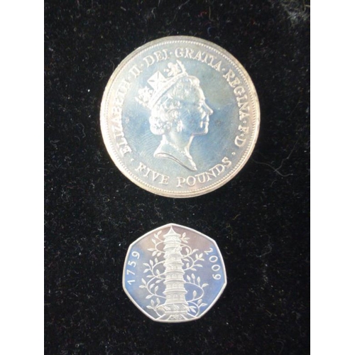 156 - Selection of Mixed Coinage Including Silver, 2 £5 Coins, 1 Two Coin and More