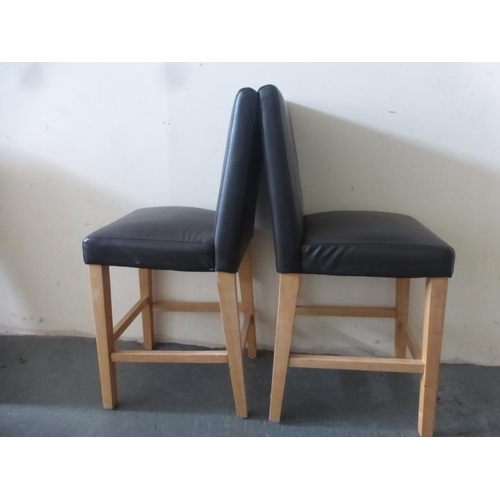 504 - Pair of Faux Leather and Wood high Back Bar Stools