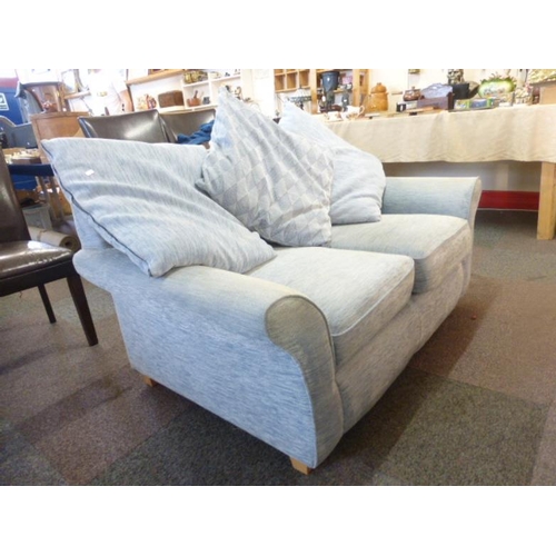 558 - Blue fabric two seater sofa