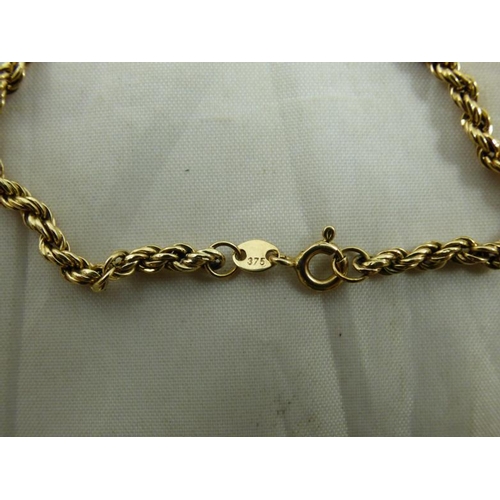 45 - Hallmarked 375 Gold Twisted Rope Bracelet