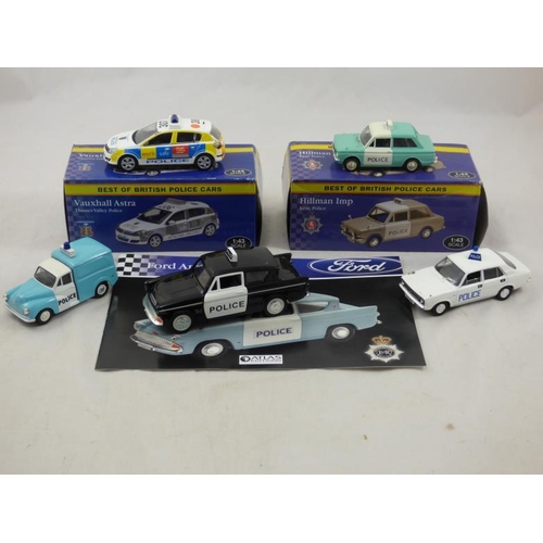 106 - Selection of Five Atlas Editions Die-Cast Scale Models of Police Cars one complete with Box and Cert... 