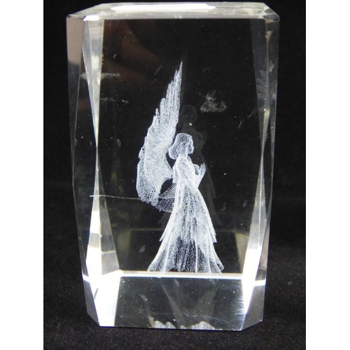 122 - Two Crystal Paperweights one marked Flower Fairies The Rose-Bay Willow-Herb Fairy