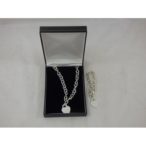 126 - Silver 925 Necklace and Bracelet set Marked with Tiffany & Co