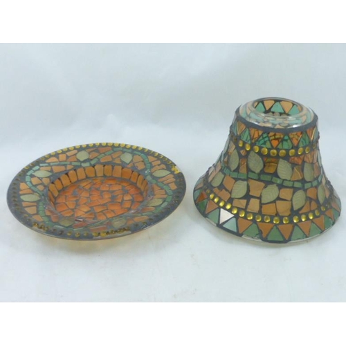 131 - Vintage Mosaic Glass Candle Holder