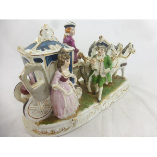 164 - Meissen Style Georgian Horse and Carriage (25cm)