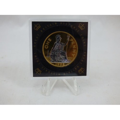 35 - Queen Elizabeth II Gold Plated Penny Complete with Case and Certificate