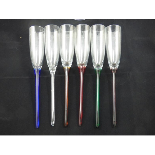 257 - Set of 6 Harlequin Champagne Flutes in Bowl