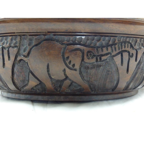 294 - Large African Hand Carved Bowl with Selection of Wooden Bowls, Pear and More